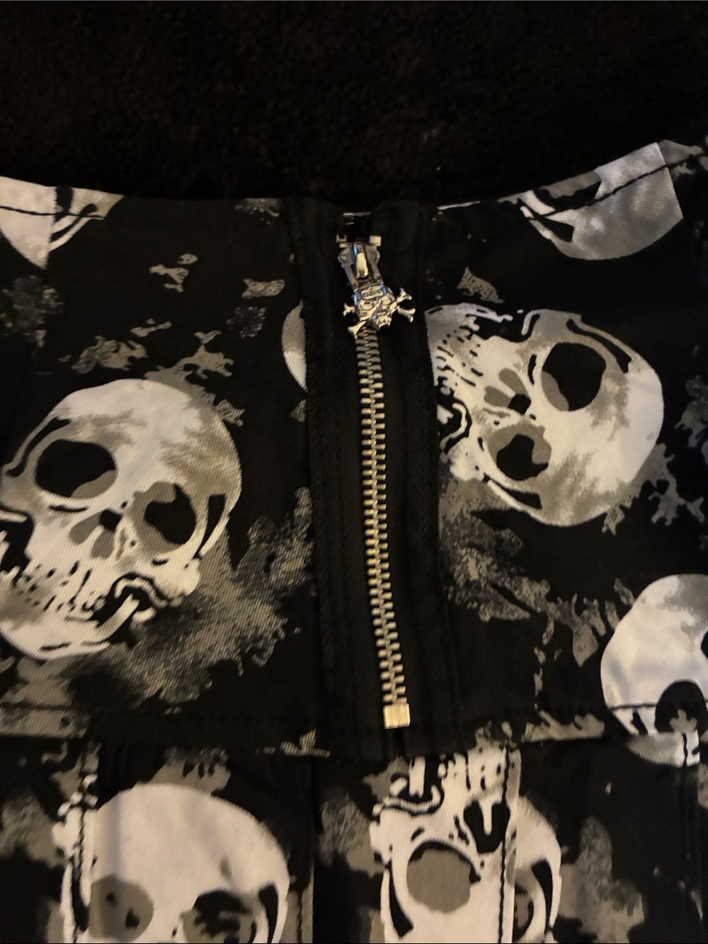 Tripp NYC Black and White Skull Print Mini Skirt with Chains measures 28” - Picture 6 of 6